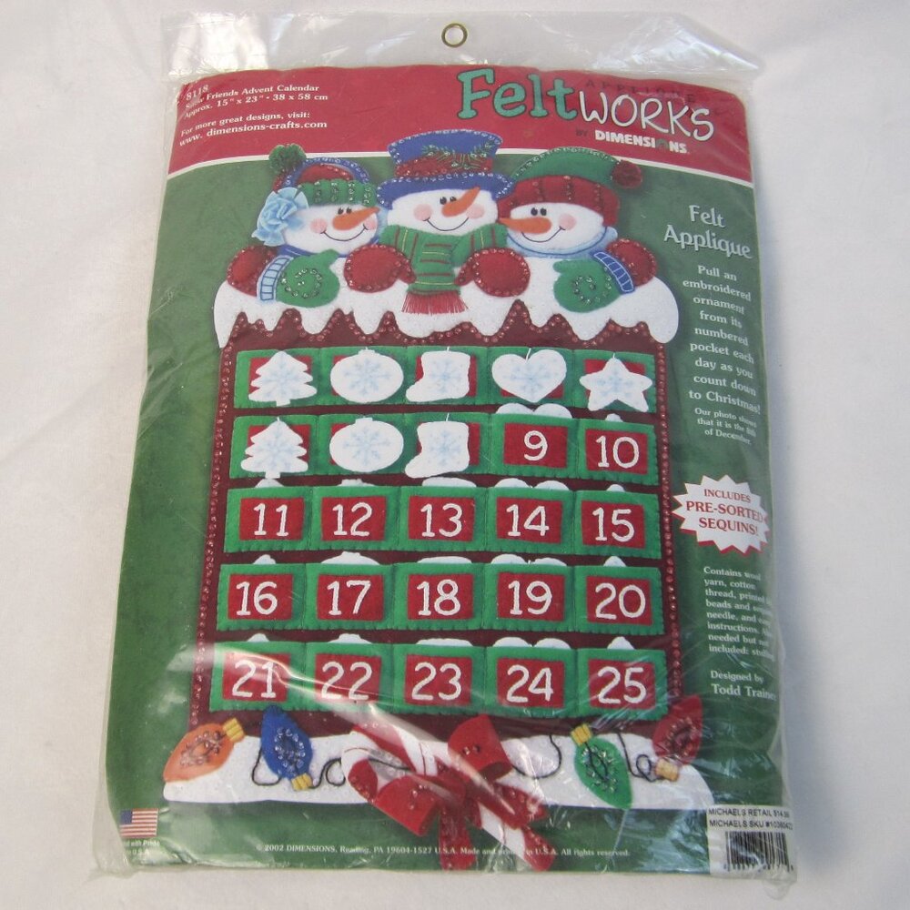 Dimensions Feltworks Snow Friends Advent Calendar Kit #8118 - NEW (Other)